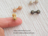 Barbell Charm Beads, Charm Holder Bead Connectors, 18 k Rose Gold/Silver/Gold or Black Rhodium Plated Dumb Bell 7x16/9x20 mm Dumb bell beads