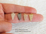 Tiny Triangle 3 pieces CZ Charm Micro Pave Rose Gold Cubic Zirconia Arrow Dangle 8 x 15 mm