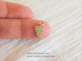 Triangle Charms, 3 pcs CZ Micro Pave Tiny Gold CZ Charm Micro Pave Gold Cubic Zirconia Arrow Dangle 8 x 15 mm