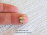 Triangle Charms, 3 pcs CZ Micro Pave Tiny Gold CZ Charm Micro Pave Gold Cubic Zirconia Arrow Dangle 8 x 15 mm