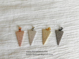 CZ Pave Triangle Arrow Charm, Gold Cubic Zirconia Arrowhead Pendants for Bracelet Necklace