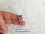 Arrow Charm, CZ Micro Pave Arrowhead Triangle Pendants, Gunmetal Black