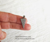 Arrow Charm, CZ Micro Pave Arrowhead Triangle Pendants, Gunmetal Black