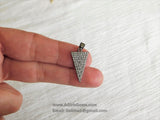 Arrow Charm, CZ Micro Pave Arrowhead Triangle Pendants, Gunmetal Black