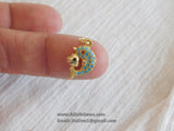 Turquoise Blue Dolphin Charm Pendant Gold Plated Fish Marine Animal Charm Connector Pendant Bracelet Necklace AGGSM267