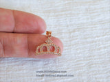 CZ Crown Charm Tiara Pendant Micro Paved Cubic Zirconia Rose Gold Plated 17 x 19 mm Charm Pendant Bracelet Necklace AGGSM265