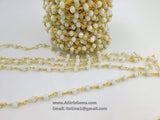 White Chalcedony Chain, 6 mm Gold Wire Wrapped Chains CH #313, By The Foot
