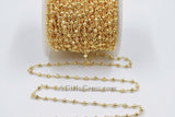 Gold Pyrite Chain, Religious Chain for Fashion Jewelry CH# 505, 4 mm Faceted Natural Pyrite Rosary Beads Gold Rosary Chain