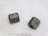 Cz Micro Pave Hexagon Tube Beads, 9 X 9 Mm Cz Micro Pave 18 K Rose Gold/Gold And Black Pave Cz, Large Hole Beads