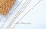 Pink Crystal Chain, 4 mm Gold Wire Wrapped CH #331, Rondelle Beaded Religious Chains