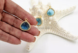 December Birthstone Pendants, CZ Micro Pave Blue Topaz Birthday Triangle/Teardrop Blue Charms, Cubic Zirconia Jewelry Making - A Girls Gems