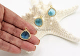 December Birthstone Pendants, CZ Micro Pave Blue Topaz Birthday Triangle/Teardrop Blue Charms, Cubic Zirconia Jewelry Making - A Girls Gems