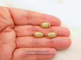 CZ Micro Pave Oval Beads, 18 K Gold Plated Small Oblong Egg Zircons Focal Bead Spacers for 7 x 13 mm Bracelet Necklace Jewelry Findings