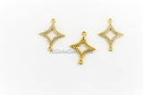 Diamond Charm Connectors, CZ Micro Pave Charms Diamond Shape Kite, Size 16 x 21 mm
