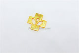 Brushed Gold Charm, Brass Cross Charm, 20 mm Brushed Gold Cross Charm with Petal Leaf