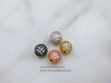 CZ Micro Pave Round Beads, Rose Gold CZ Round Beads, Silver Cubic Zirconia Diamond Pave
