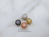 Gunmetal Black CZ Beads, Cubic Zirconia Diamond Pave Round Beads #71, Diamond Pave Round Balls