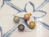 CZ Micro Pave Round Beads, Rose Gold CZ Round Beads, Silver Cubic Zirconia Diamond Pave