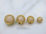 Micro Pave Beads, Rose Gold CZ Round Beads, ALL Sizes Cubic Zirconia Diamond Pave