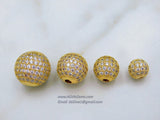 Micro Pave Beads, Gold CZ Round Beads, Cubic Zirconia Diamond Pave 6.8.10.12.14 mm