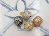 Gunmetal Black CZ Beads, Round Black CZ Micro Pave Beads, Ball Black Cubic Zirconia Plated Beads