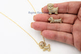 Puppy Charm Pendant Bead, CZ Micro Pave Gold Poodle Charms, Pet Lover Necklace pendant Beads