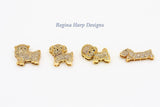 Puppy Charm Pendant Bead, CZ Micro Pave Gold Poodle Charms, Pet Lover Necklace pendant Beads