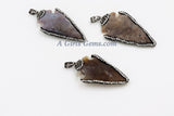 Arrowhead Charm Pendants, CZ Micro Pave Beige AG# 665, Gray Jasper Arrow Charms