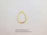 Teardrop Charm, 22 x 35 mm - Brushed Gold Flat Ring Charms, #810