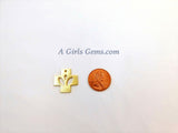 Brushed Gold Charm, Brass Cross Charm, 20 mm Brushed Gold Cross Charm with Petal Leaf