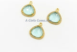 CZ Pave Aquamarine Charms, March Birthstone Pendant for Earrings or Necklaces #780, CZ Gemstone Pendant