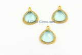 CZ Pave Aquamarine Charms, March Birthstone Pendant for Earrings or Necklaces #780, CZ Gemstone Pendant