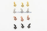 CZ Tiny Crescent Gold Moon Charm, 3 pcs Mini Moon Charms #292, Silver Dainty CZ Rose Moon Charms