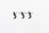 CZ Tiny Crescent Gold Moon Charm, 3 pcs Mini Moon Charms #292, Silver Dainty CZ Rose Moon Charms