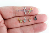 Tiny Opal Cross Charm, CZ Micro Paved Maltese Cross #386, Round Disc Fireman Charm in Cubic Zirconia