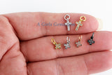 Tiny Cross Charm, 3 Pcs CZ Micro Paved Cross Charms #276, 5 x 7 mm Mini Crosses for Dainty Chain Dangles