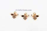 CZ Micro Pave Bumble Bee Charms, Baby Bee Charms for Necklaces, 18 K Gold/Rose/Black/Silver Bee