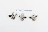 CZ Pave Bee Charms, Gold Tiny Bee Charms #307 Silver, 11 x 15 mm Black