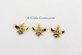 CZ Micro Pave Bumble Bee Charms, Baby Bee Charms for Necklaces, 18 K Gold/Rose/Black/Silver Bee