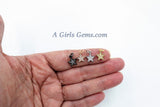 Micro Pave CZ Star Charm 3 pcs Bead Dangles, Cubic Zirconia Rose Gold Plated Small Mini Stars