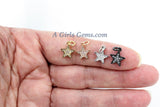 CZ Micro Pave Star Charms, Mini Star Dangles, Cubic Zirconia Earring Parts in Gold/Black/Silver/Rose Gold Plated Small Mini Stars
