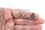 CZ Micro Pave Star Charms, Mini Star Dangles, Cubic Zirconia Earring Parts in *Gold/Black/Silver/Rose Gold* Plated Small Mini Stars