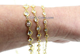 CZ Chain By The Yard, 5 mm Gold Genuine CZ Bezel Chain CH# 547, 6 mm Unfinished Clear Cubic Zirconia Connector