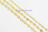 CZ Beaded Chain, 6 mm Genuine CZ Bezel Chain CH #551, Gold Cz Connectors