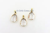 Soldered French Crystal Pendant, Gold Oval Crystal Pendants, Chandelier Teardrop with Bail