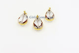 Soldered French Crystal Pendant, Gold Oval Crystal Pendants, Chandelier Teardrop with Bail