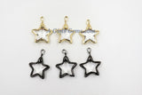 Crystal Star Soldered Pendants, 3 Pcs Crystal Faceted Stars, Gold or Black Star Charm