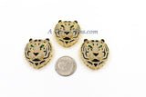 Tiger Head Pendant, CZ Micro Pave Black Tiger Saber Tooth AG# 663, White Tiger Cubic Zirconia Charms for Necklace