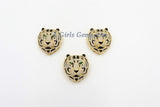 Tiger Head Pendant, AG #663, CZ Micro Pave Gold Tiger Pendant with Bail