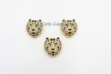 Tiger Head Pendant, CZ Micro Pave Black Tiger Saber Tooth AG# 663, White Tiger Cubic Zirconia Charms for Necklace